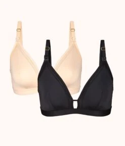 The Busty Nursing Bralette Bundle: Jet Black/Toasted Almond