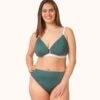 The Busty Bralette: Harbor Green/White -KIKIO Underwear Shop 1 on model front busty bralette harbor green 87b45f6c 264c 4346 aca3 8c9ad03bc310