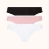 The Cotton Thong Bundle - Print: Mini Polka/Coral Stripe/Jet Black -KIKIO Underwear Shop 1 on model front cotton thong bundle multi 685688c8 6f3c 4da3 a741 93b2d21831f2