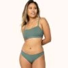 The Eco Straight Up Bralette: Harbor Green -KIKIO Underwear Shop 1 on model front eco straight up bralette harbor green 251651ab fbf2 42b4 8cbe e10cb7901e37
