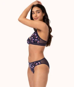The Mesh Back Bikini - Print: Navy Daisy