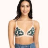 The Mesh Trim Bralette - Print: Retro Blooms -KIKIO Underwear Shop 1 on model front mesh trim bralette retro bloom