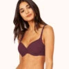 The No-Wire Push-Up: Plum -KIKIO Underwear Shop 1 on model front no wire push up plum