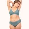 The Ribbed Busty Bralette: Harbor Green -KIKIO Underwear Shop 1 on model front ribbed busty bralette harbor green 791d3617 5f60 4f43 9daa e951cb4db67a