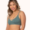 The Skinny-Strap Seamless Bralette: Harbor Green -KIKIO Underwear Shop 1 on model front skinny strap seamless bralette harbor green