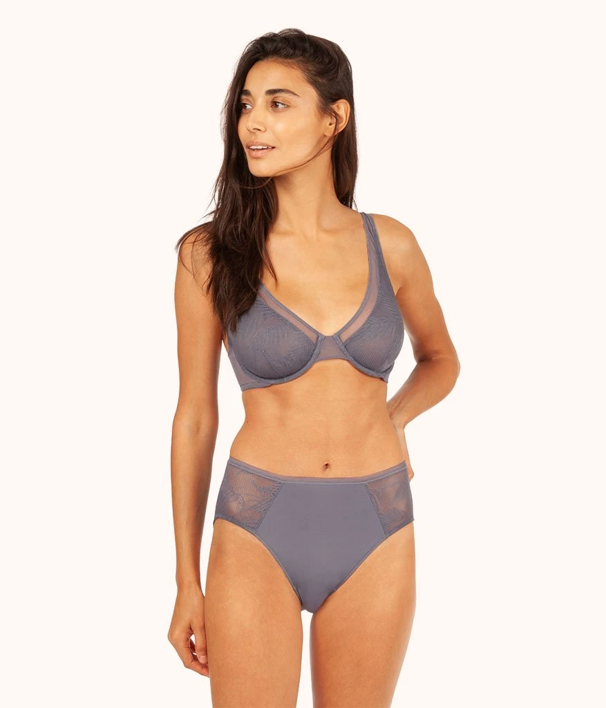 The Smooth Lace Plunge Bra: Smoke 3 The Smooth Lace Plunge Bra: Smoke