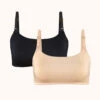 The All-Day Nursing Bralette Bundle: Toasted Almond/Jet Black -KIKIO Underwear Shop 1 product flat front all day maternity bralette bundle multi