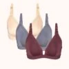 The Busty Nursing Bralette Trio: Plum/Smoke/Toasted Almond -KIKIO Underwear Shop 1 product flat front busty maternity bralette trio multi 63e40bd9 51dd 4554 a4cc 4b80f77f7cbc