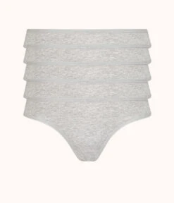 The Cotton Thong 5-Pack: Heather Gray