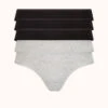 The Cotton Thong 5-Pack: Jet Black/Heather Gray -KIKIO Underwear Shop 1 product flat front cotton thong 5 pack multi