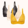 The Long-Lined Lace Bralette Trio: Turmeric/Toasted Almond/Jet Black -KIKIO Underwear Shop 1 product flat front long lined lace bralette trio multi 06dbd104 187a 41e0 8723 91d9db919978