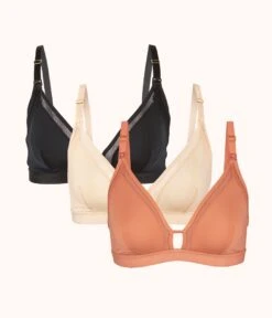The Nursing Bralette Trio: Terracotta/Jet Black/Toasted Almond