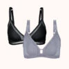 The Mesh Trim Bralette Bundle: Jet Black/Smoke 2 The Mesh Trim Bralette Bundle: Jet Black/Smoke -KIKIO Underwear Shop 1 product flat front mesh trim bralette bundle multi
