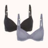No-Wire Push-Up Bra Bundle: Jet Black/Smoke 1 No-Wire Push-Up Bra Bundle: Jet Black/Smoke -KIKIO Underwear Shop 1 product flat front no wire push up bundle multi