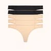 The Palm Lace Thong 5-Pack: Jet Black/Toasted Almond -KIKIO Underwear Shop 1 product flat front palm lace thong 5 pack multi