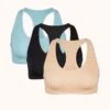 The Seamless Racerback Bralette Trio: Jet Black/Toasted Almond/Sky Blue -KIKIO Underwear Shop 1 product flat front seamless racerback bralette trio multi f7377062 6992 49c1 8eb3 b02b3cf0da49