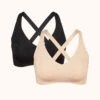 The Sleek Crossback Bralette Bundle: Toasted Almond/Jet Black -KIKIO Underwear Shop 1 product flat front sleek cross back bralette bundle multi