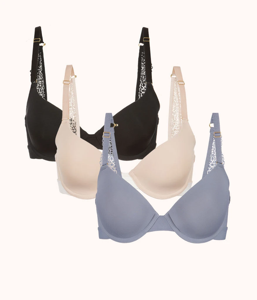 The T-Shirt Bra Trio: Toasted Almond/Jet Black/Smoke 3 The T-Shirt Bra Trio: Toasted Almond/Jet Black/Smoke