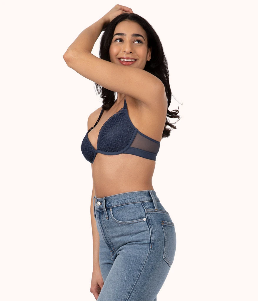 The Crochet Lace Deep V No-Wire Push-Up: Navy 4 The Crochet Lace Deep V No-Wire Push-Up: Navy - Image 2