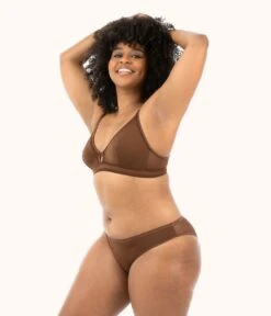 KIKIO Underwear Shop -KIKIO Underwear Shop 2 on model front1 mesh trim bralette rich clay 109ad965 c127 448e 9ffd e1d48f9ae6b6