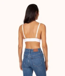 The Crochet Lace Bralette: White -KIKIO Underwear Shop 3 on model back crochet lace bralette white 0e4ce554 c720 4cfc 93a6 d54008ec4140