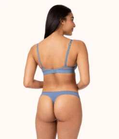 The Lace No-Wire Push-Up: Vintage Indigo -KIKIO Underwear Shop 3 on model back lace no wire push up vintage indigo