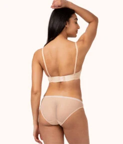 The Low Back Bralette: Toasted Almond -KIKIO Underwear Shop 3 on model back low back bralette toasted almond