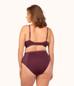 The Luxe Trim Busty Bralette: Plum -KIKIO Underwear Shop 3 on model back luxe trim busty bralette plum 64239790 6002 4cca 8f23 8b4a99e2b57f