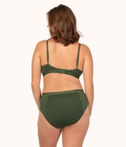 The Luxe Trim Busty Bralette: Rich Olive -KIKIO Underwear Shop 3 on model back luxe trim busty bralette rich olive 165cad53 259d 4e5f aa0d 0e30be9b30b4
