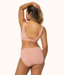 The Ribbed Scoop Back Bralette: Shell Pink -KIKIO Underwear Shop 3 on model back ribbed scoop back bralette shell pink df233ba4 675e 4880 a376 ae499d314e18