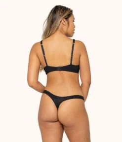 The Ribbed Thong: Jet Black -KIKIO Underwear Shop 3 on model back ribbed thong jet black 99ae855e 7f45 4bfd a455 657365f22052