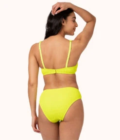 The Ruched Plunge Bralette: Electric Lime -KIKIO Underwear Shop 3 on model back ruched plunge bralette electric lime