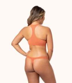 The Seamless Thong: Terracotta -KIKIO Underwear Shop 3 on model back seamless thong terracotta 6d417656 d8ee 425f 8d5a c8f405be055a