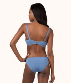 The Unlined Lace Bra: Vintage Indigo -KIKIO Underwear Shop 3 on model back unlined lace bra vintage indigo