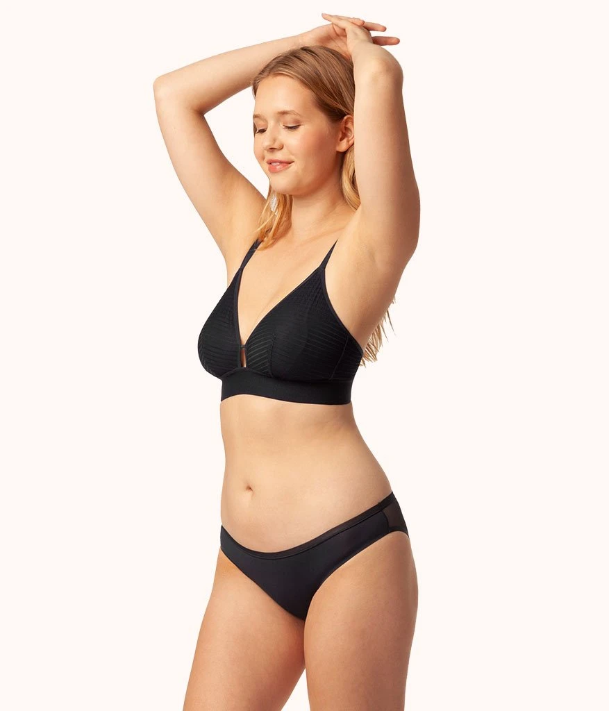 The Busty Stripe Mesh Bralette Bundle: Toasted Almond/Jet Black - Image 3