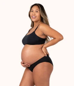 The All-Day Nursing Bralette Bundle: Toasted Almond/Jet Black -KIKIO Underwear Shop 3 on model front1 all day maternity bralette bundle multi
