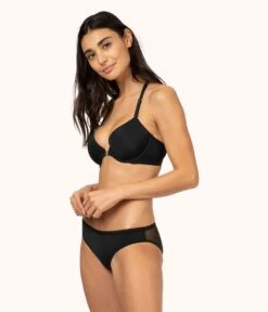 The Front Close T-Shirt Bra Trio: Jet Black/Toasted Almond/Smoke -KIKIO Underwear Shop 3 on model front1 front close t shirt bra trio multi f2ff8aa1 c5e8 4e9d b6bd 3871b47e5372