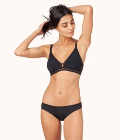 The Mesh Trim Bralette Bundle: Jet Black/Smoke 7 The Mesh Trim Bralette Bundle: Jet Black/Smoke -KIKIO Underwear Shop 3 on model front1 mesh trim bralette bundle multi