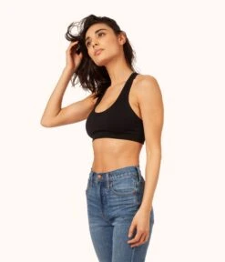 The Seamless Racerback Bralette Trio: Jet Black/Toasted Almond/Harbor Green -KIKIO Underwear Shop 3 on model front1 seamless racerback bralette trio multi 2a871afa fdaa 41c4 9251 d3d223cf1b8d