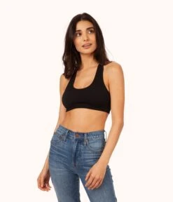 The Seamless Racerback Bralette Trio: Jet Black/Toasted Almond/Sky Blue -KIKIO Underwear Shop 3 on model front2 seamless racerback bralette bundle toasted almond jet black sky blue 110a08dc 964e 4c6e 95b8 9c2280dc0d39