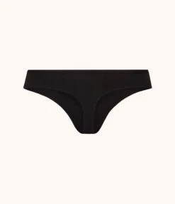 The Cotton Thong 5-Pack: Jet Black -KIKIO Underwear Shop 3 product flat back cotton thong 5 pack jet black