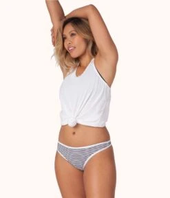 The Cotton Thong Bundle: Heather Gray/Jet Black/Black/White Mini Stripe -KIKIO Underwear Shop 3 product flat front2 cotton thong bundle multi da75b5ec eac7 436f 8277 d721382e045c