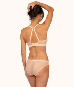 The Spacer T-Shirt Bra Bundle: Toasted Almond/Jet Black -KIKIO Underwear Shop 4 on model back spacer tshirt bra bundle multi