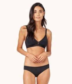 The Mesh Trim Bralette Trio: Toasted Almond/Jet Black/Smoke -KIKIO Underwear Shop 4 on model front mesh trim bralette trio multi cb998e89 076d 4779 911a dff8efb7b396