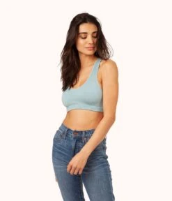 The Seamless Racerback Bralette Trio: Jet Black/Toasted Almond/Sky Blue -KIKIO Underwear Shop 4 on model front3 seamless racerback bralette bundle toasted almond jet black sky blue 0ee99e1b 73af 4e5b bd0f ff8f255c6ac4