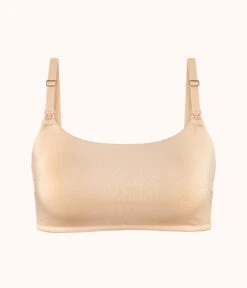 The All-Day Nursing Bralette: Toasted Almond -KIKIO Underwear Shop 4 product flat front all day maternity bralette toasted almond