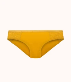 The Palm Lace Bikini: Turmeric -KIKIO Underwear Shop 4 product flat front palm lace bikini turmeric