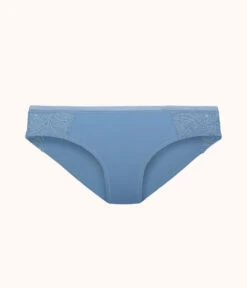 The Palm Lace Bikini: Vintage Indigo -KIKIO Underwear Shop 4 product flat front palm lace bikini vintage indigo