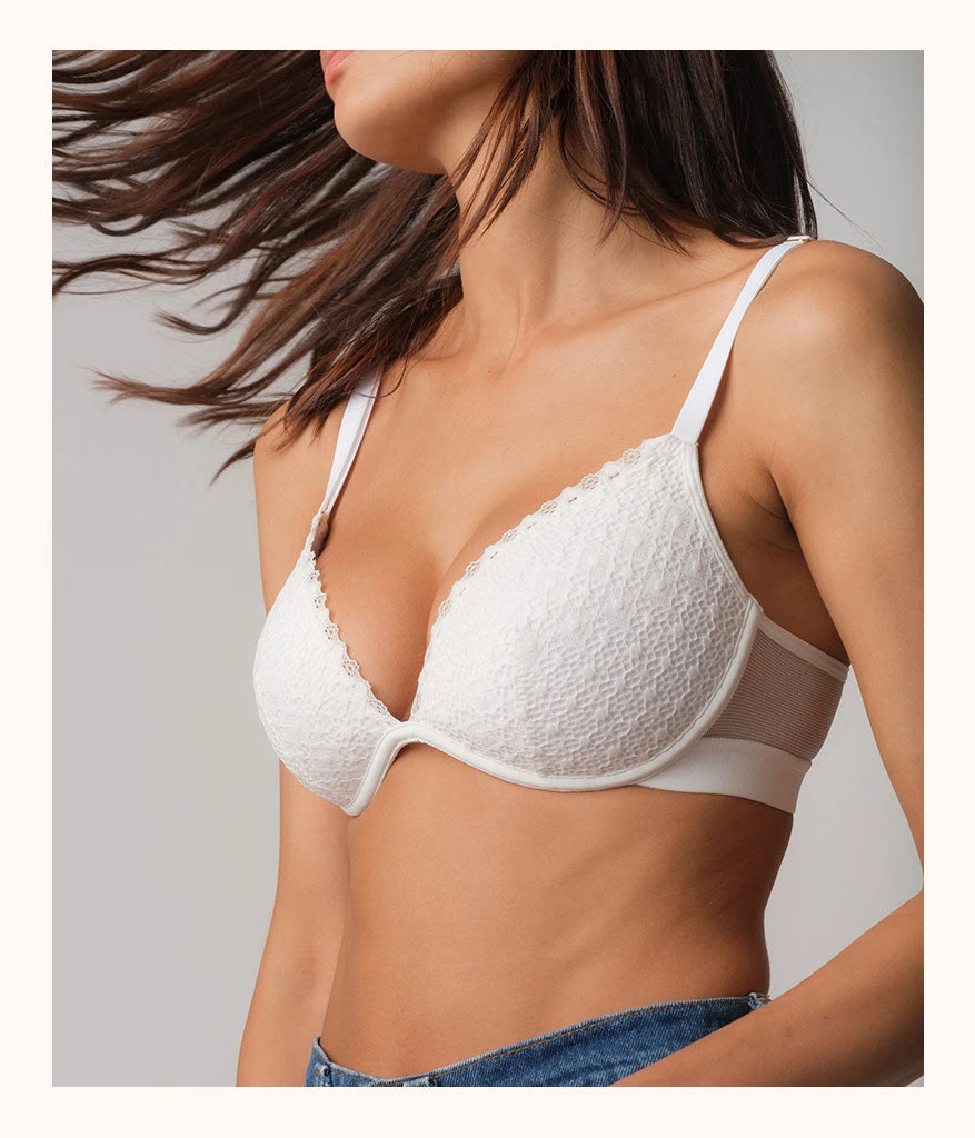 The Crochet Lace Deep V No-Wire Push-Up: Fresh White - Image 5