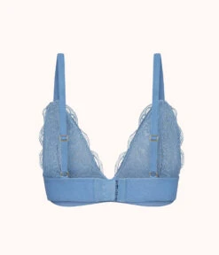 The Long-Lined Lace Bralette: Vintage Indigo -KIKIO Underwear Shop 5 product flat back long lined lace bralette vintage indigo